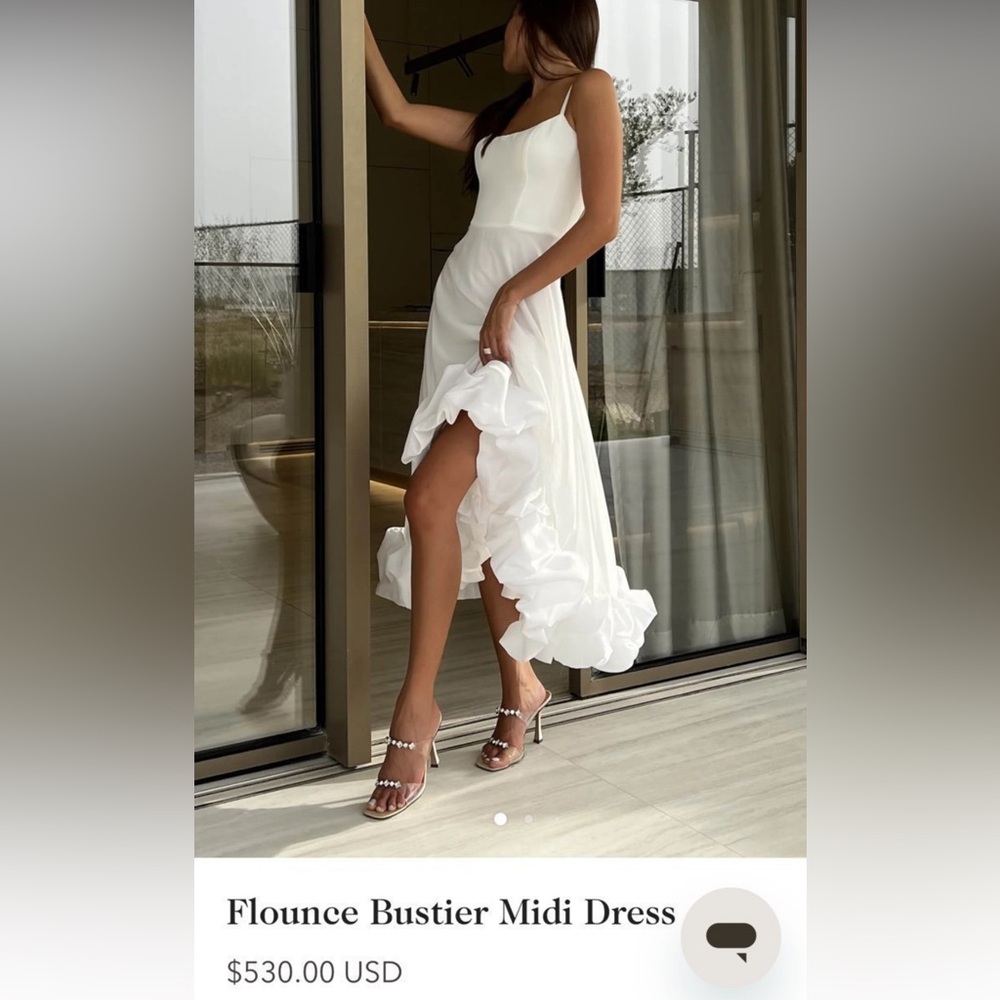 White Flounce Bustier Midi Dress